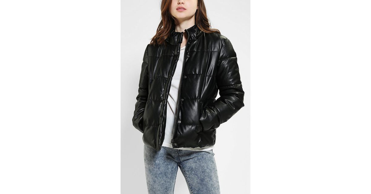 Urban Outfitters Sparkle Fade Missy Vegan Leather Puffer Jacket In Urban Outfitters Sparkle Fade Missy Vegan Leather Puffer Jacket In Black Lyst