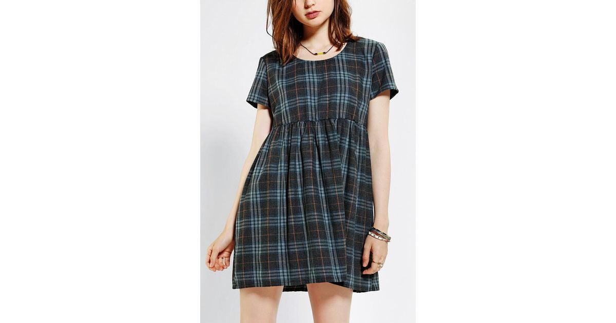 Urban Outfitters Bycorpus Plaid Babydoll Dress in Blue Lyst