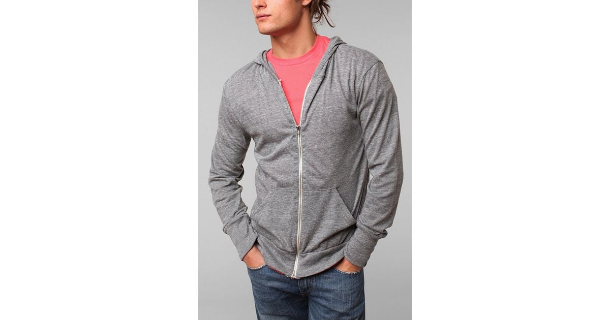 Urban Outfitters Alternative Eco Triblend Zipup Hoodie Sweatshirt in Grey (Gray) for Men Lyst