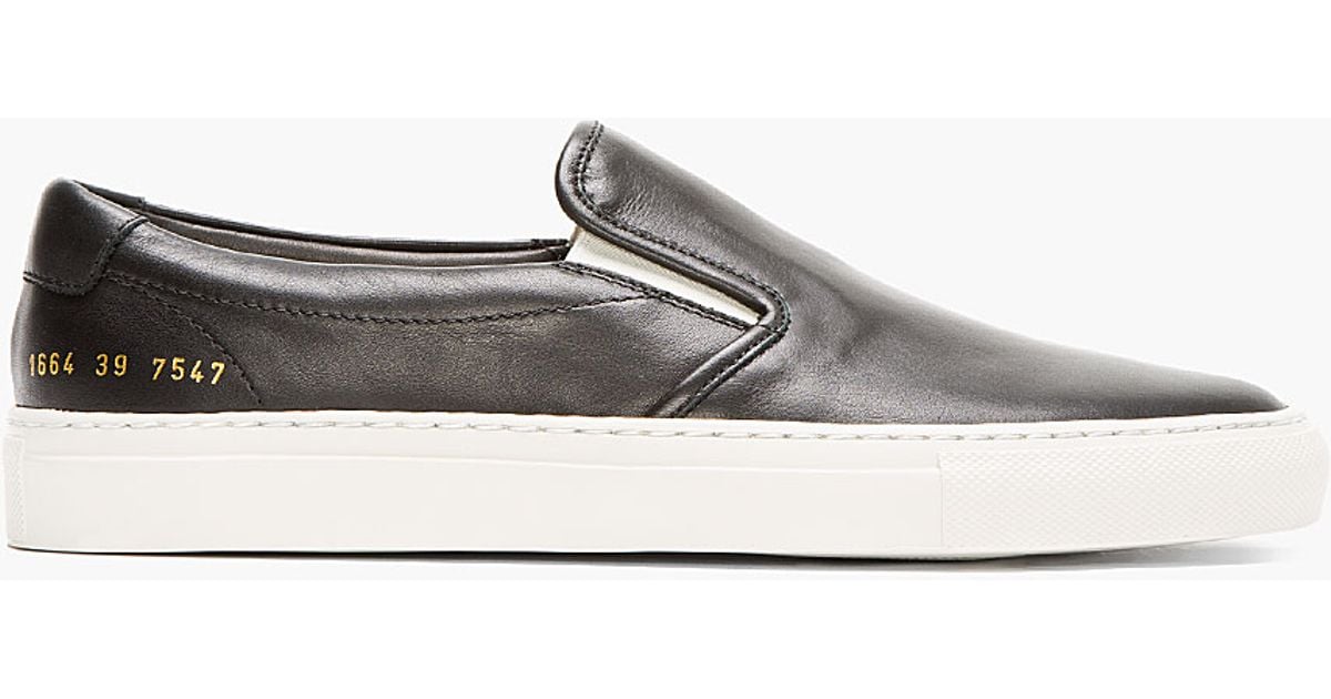 Common Projects Black Leather Slip-ons for Men - Lyst