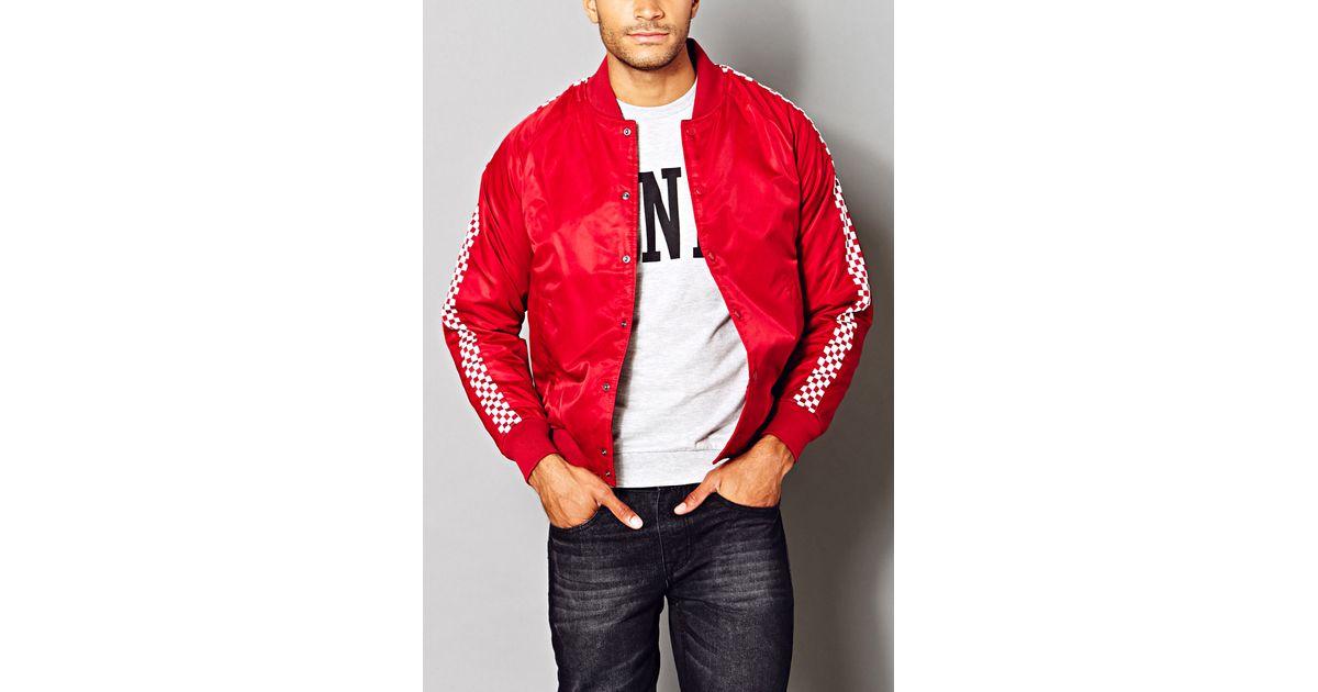 red and white track jacket