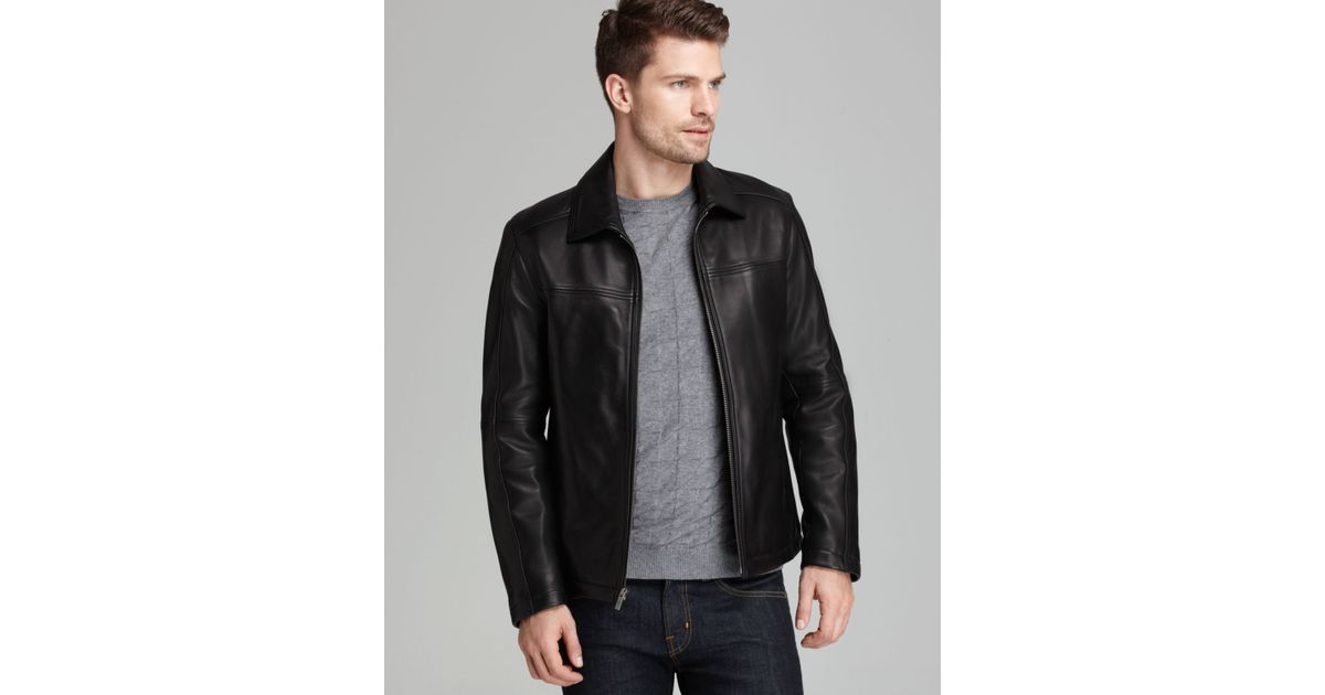 Cole Haan Smooth Leather Moto Jacket in 