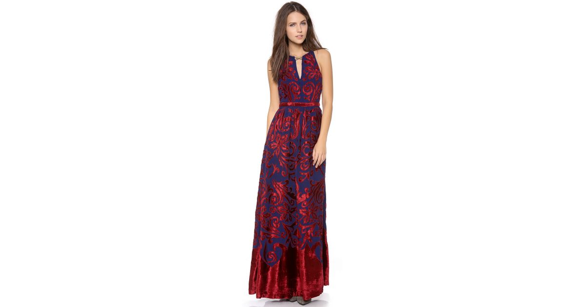 Free People Hedgemaze Maxi Dress in Indigo Combo (Red) - Lyst