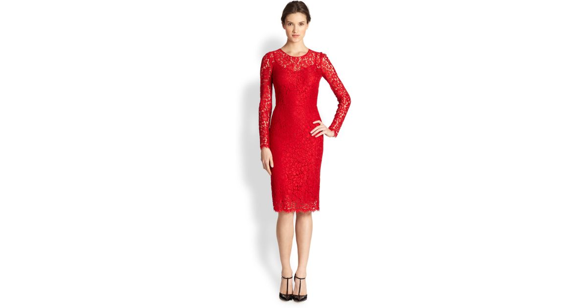 dolce gabbana red lace dress