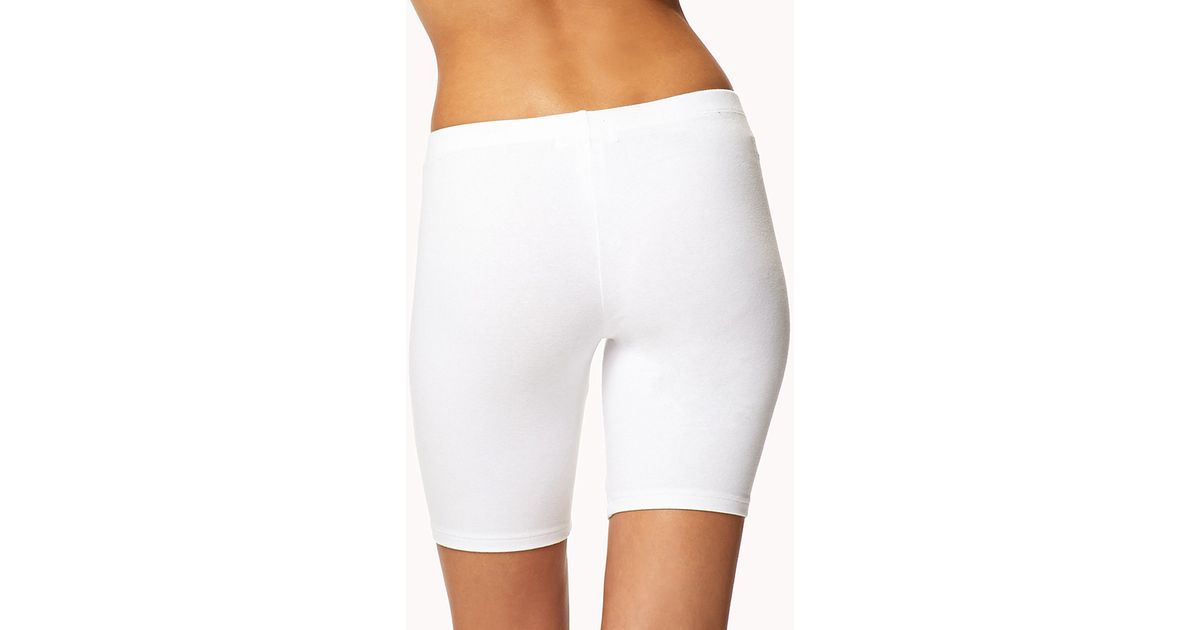 white biker short