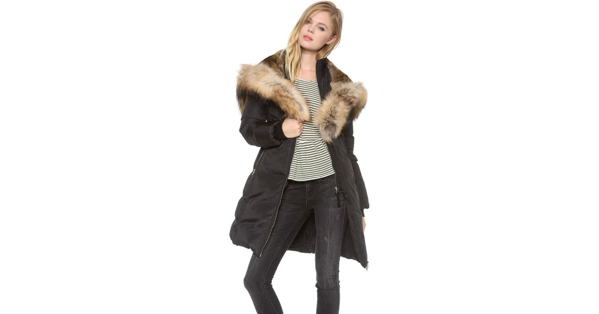 Mackage Kay Lavish Fur Trim Down Coat in Black - Lyst