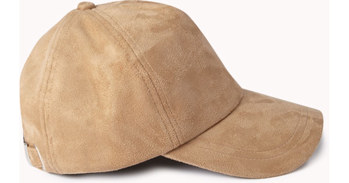 taupe leather baseball cap