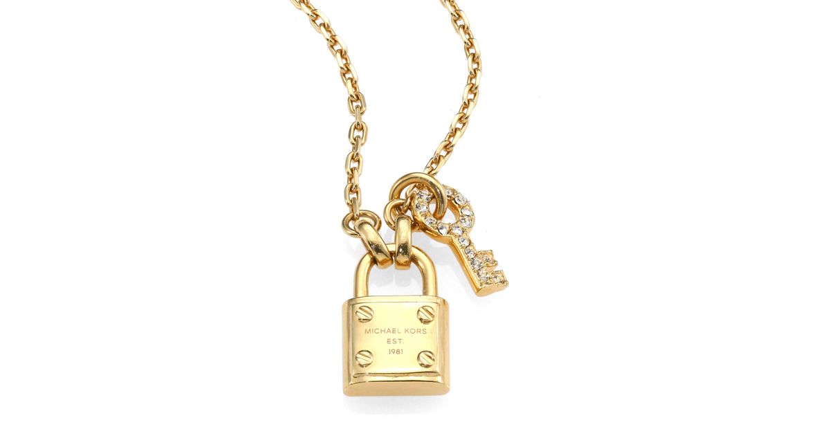 Michael Kors 14K Gold-Plated Mother-of-Pearl Heart Lock Pendant Necklace -  MKC1563A6040 - Watch Station
