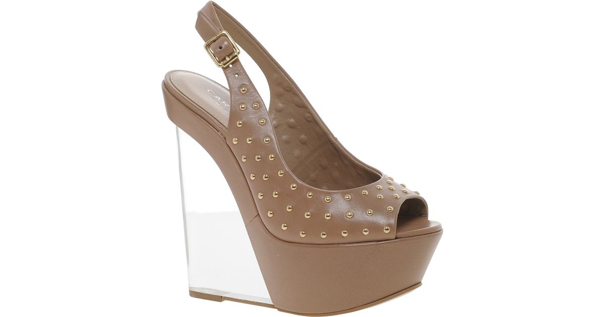 Carvela Kurt Geiger Gust Platform Perspex Wedges in Tan (Brown) - Lyst