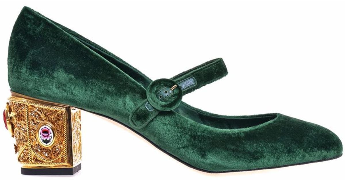 dolce and gabbana green velvet shoes