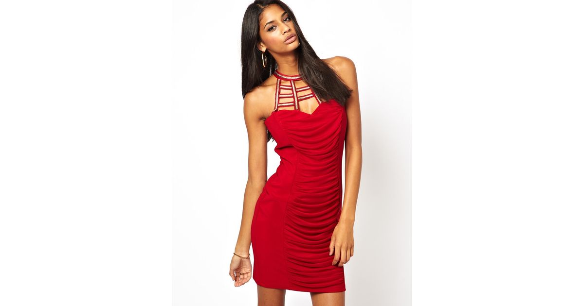 lipsy red bodycon dress