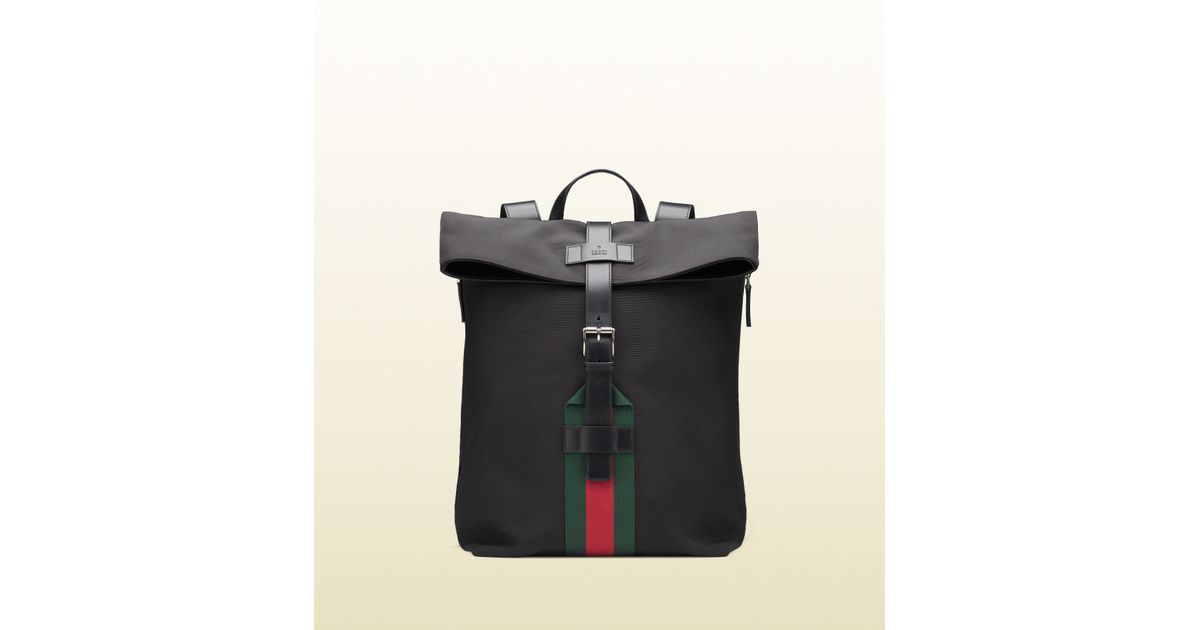 Gucci Black Techno Canvas Backpack in Black for Men | Lyst