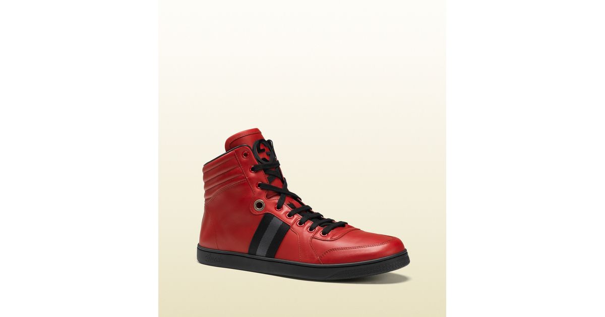 red gucci high top sneakers