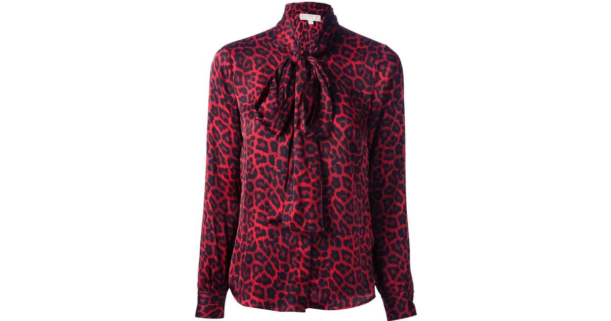 animal print blouse red
