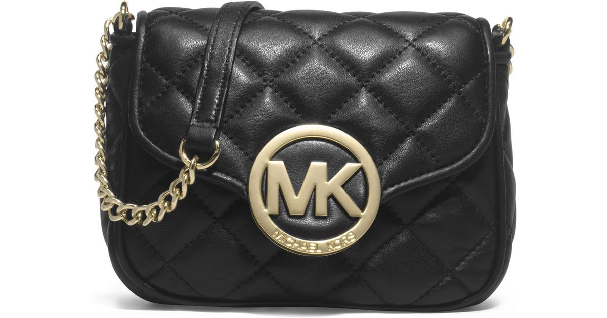 Michael Kors Michael Small Fulton Quilted Crossbody in Black - Lyst