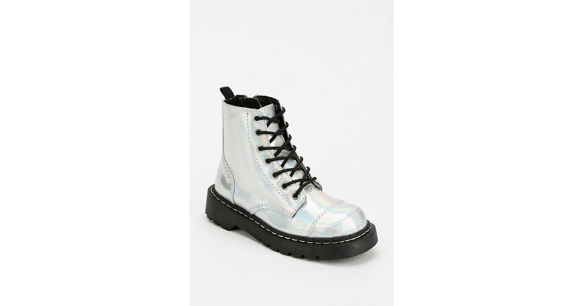 Urban Outfitters Tuk Iridescent Combat Boot in Metallic Lyst