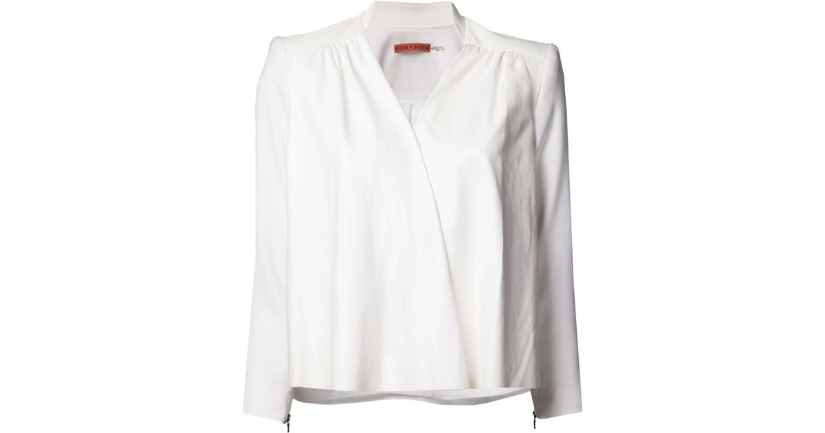 Lyst - Alice + Olivia Leather Panel Jacket in White