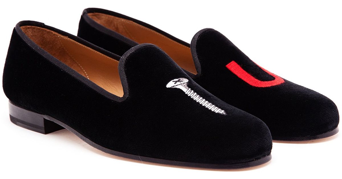 Stubbs & Wootton Screw U Velvet Dress Slippers in Black Lyst