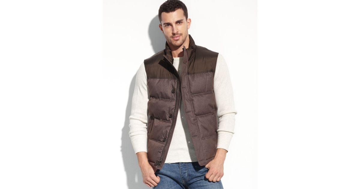 brown puffer vest
