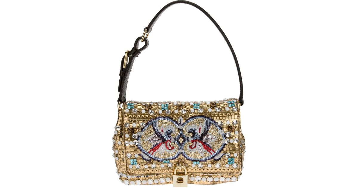 Dolce & Gabbana Mosaic Beaded Shoulder Bag in Metallic (Brown) - Lyst