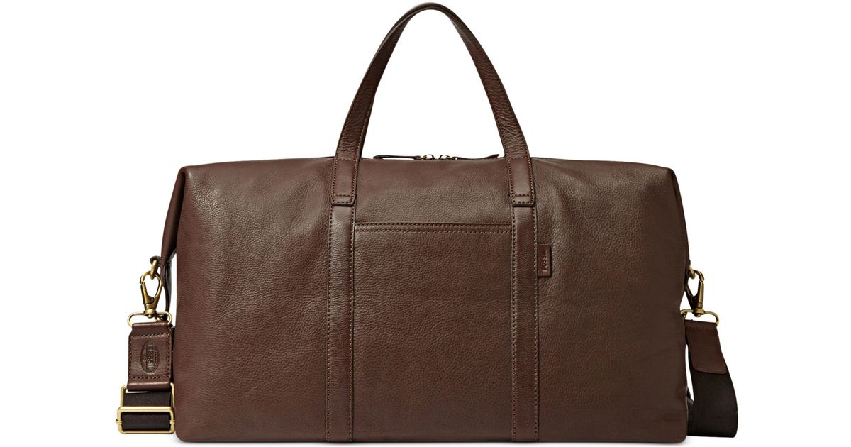 fossil leather duffle bag