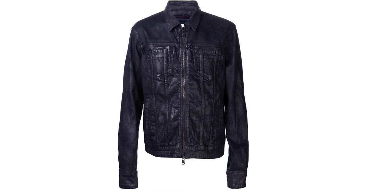 John Varvatos Waxed Denim Jacket in Black for Men Lyst