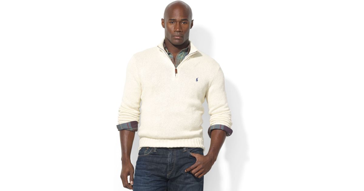 mens cream half zip sweater