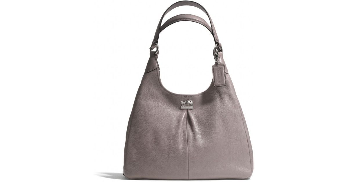 COACH Madison Maggie Shoulder Bag in Leather in Gray | Lyst