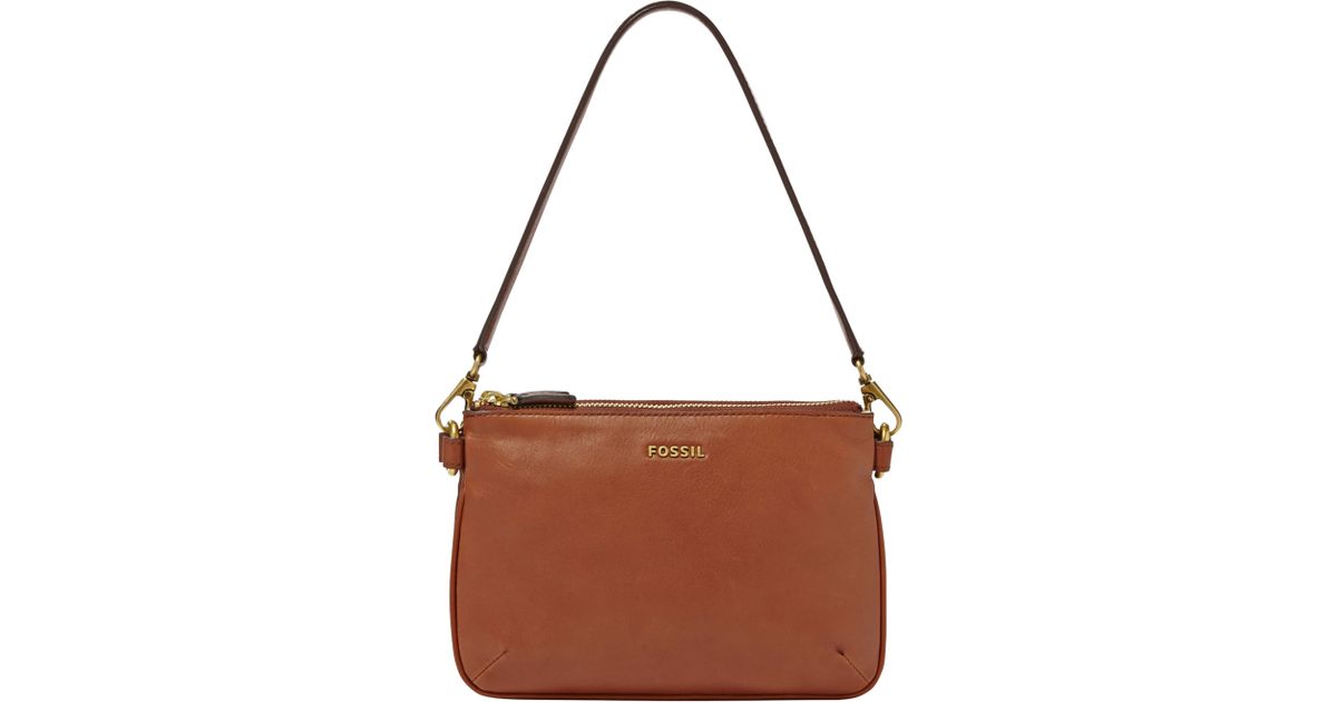 Fossil Memoir Leather Pocketbook Top Zip Shoulder Bag in Brown Lyst