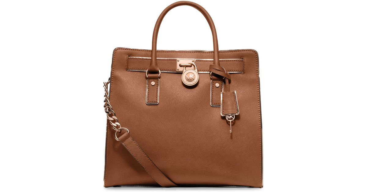 Lyst Michael Kors Large Hamilton Saffiano Tote In Brown