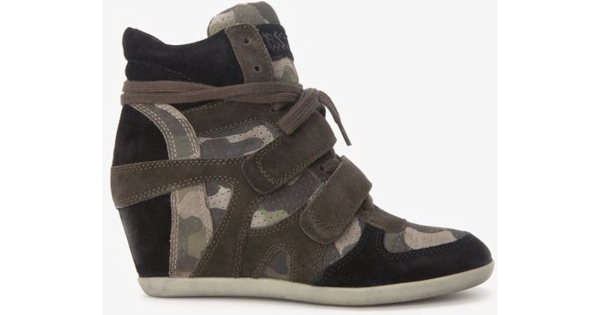 black camo wedge sneakers