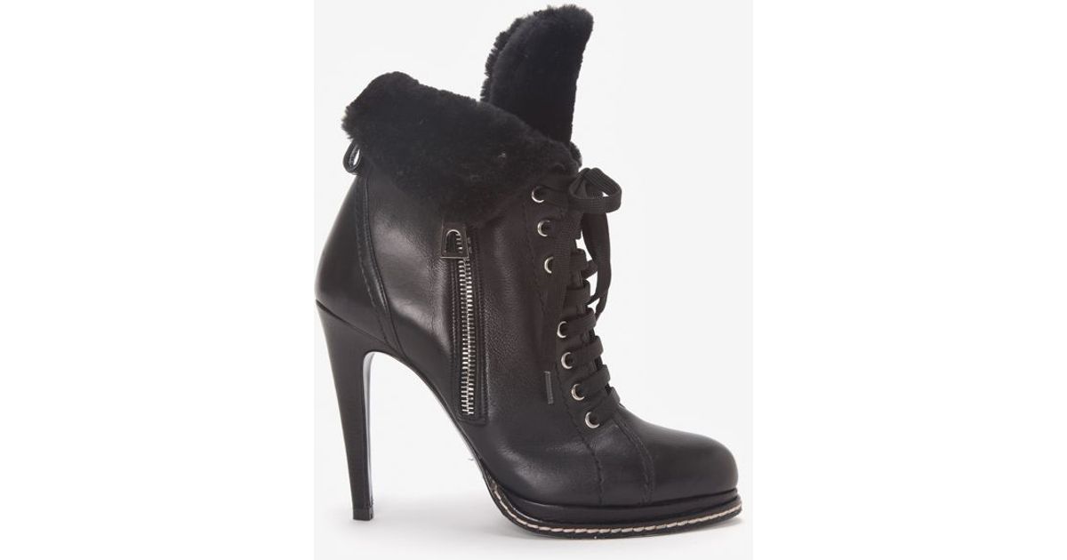 shearling heeled boots