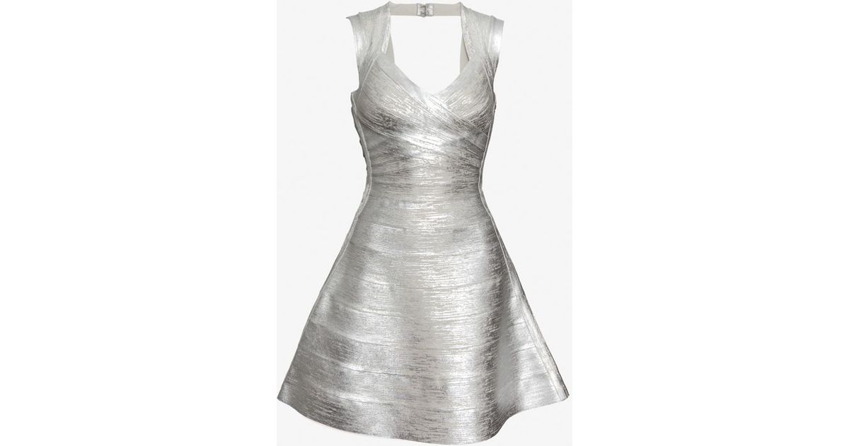 herve leger silver dress