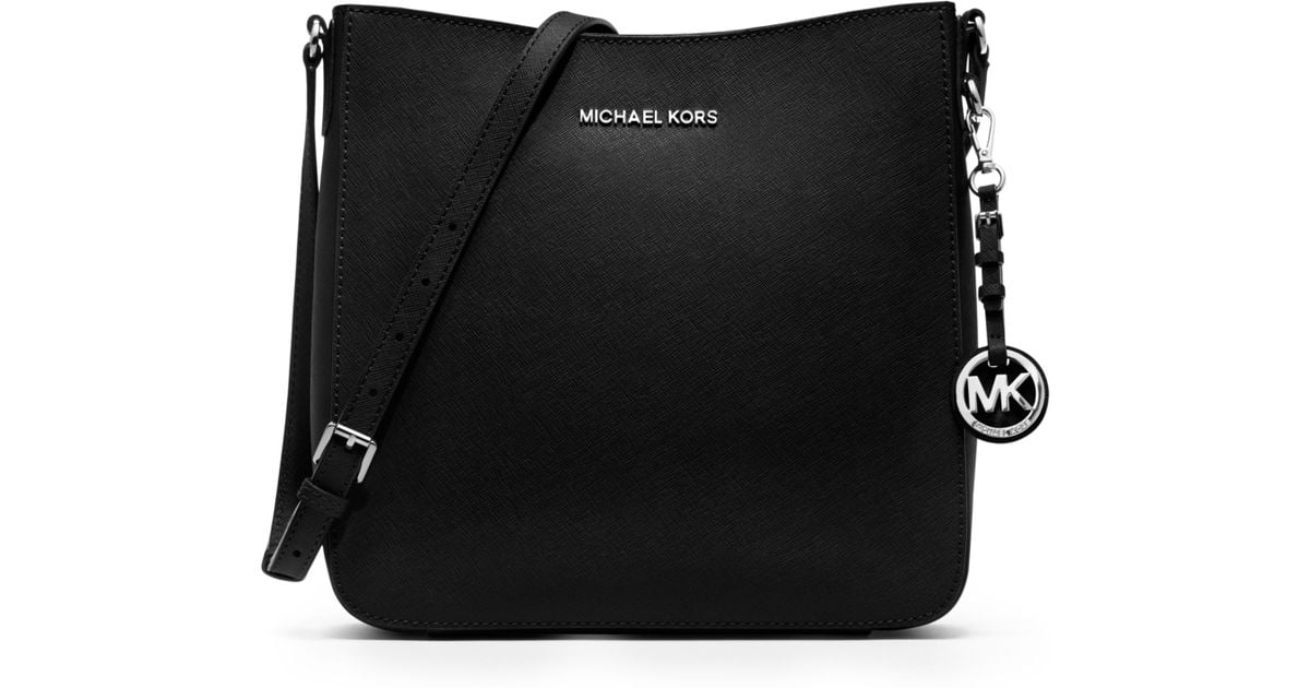 Michael Kors Jet Set Travel Large Saffiano Messenger Bag in Black | Lyst