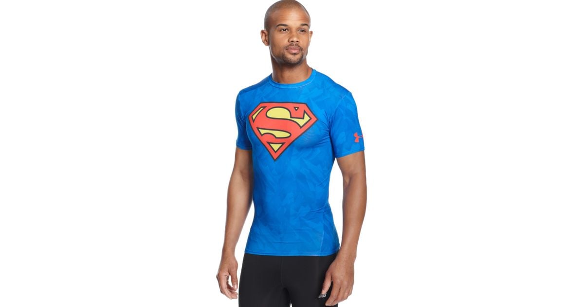 Under Armour Superman Compression Tshirt Blue for Men | Lyst