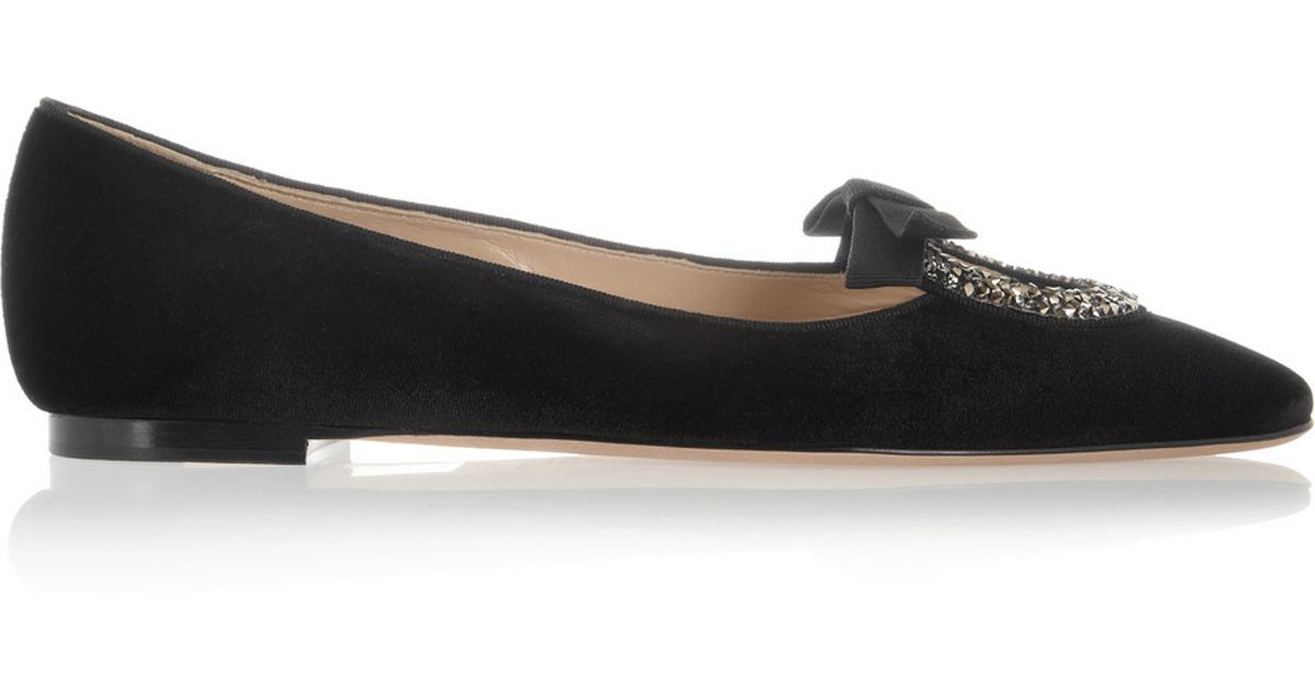 black velvet ballerina flats