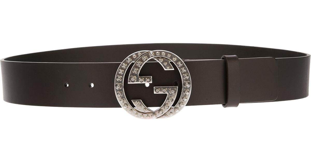 Gucci Studded Buckle Belt in Brown for Men | Lyst