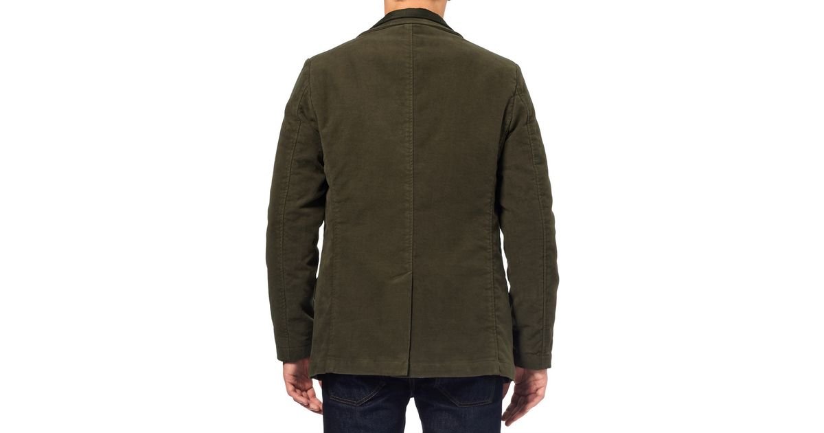 Aspesi Moleskin Jacket with Detachable Quilted Lining in Green for Men