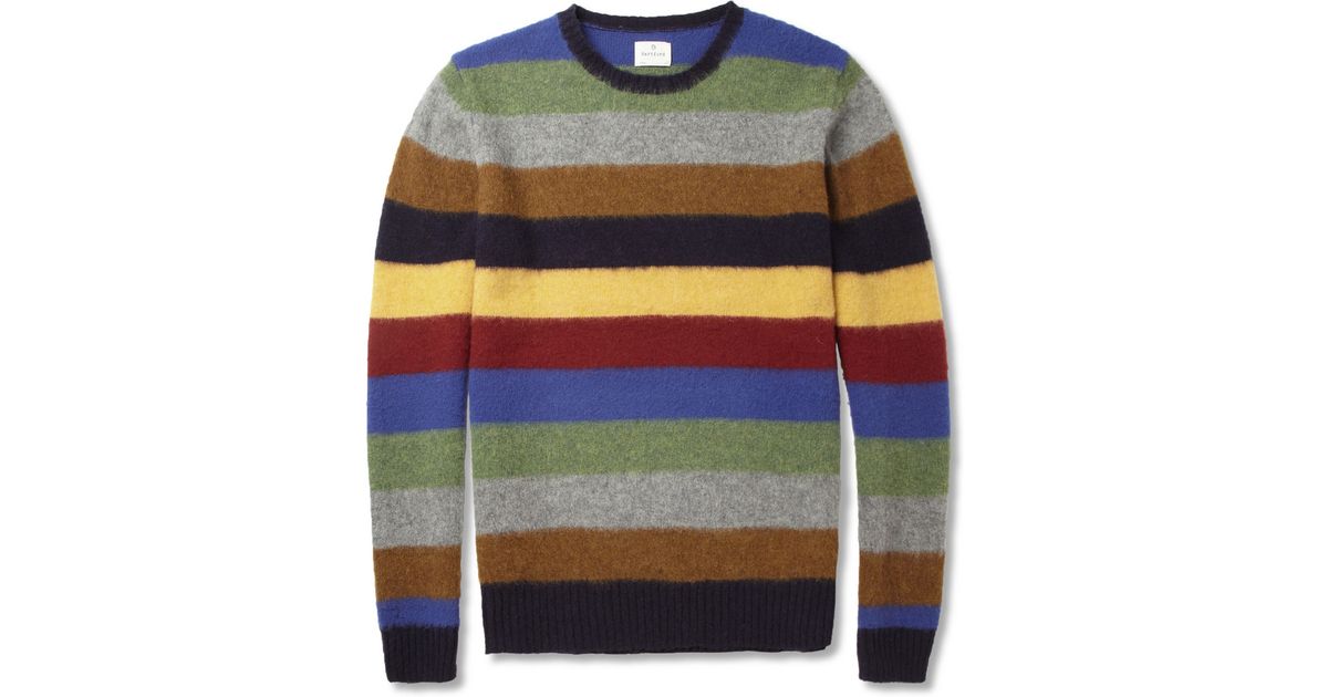 Hartford Striped Shetland Wool Sweater in Blue for Men - Lyst