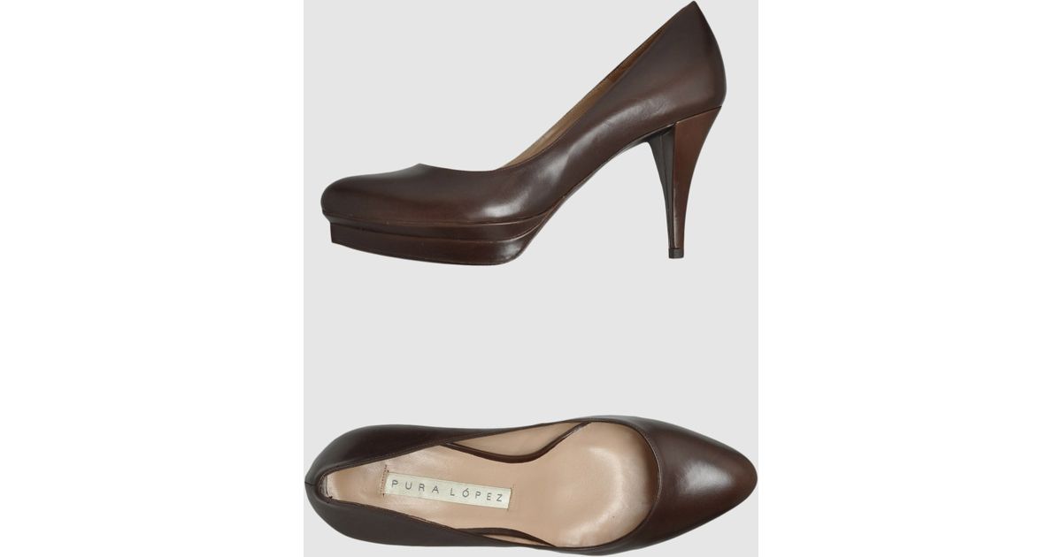 dark brown platform pumps