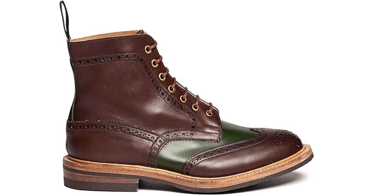 two tone brogue boots