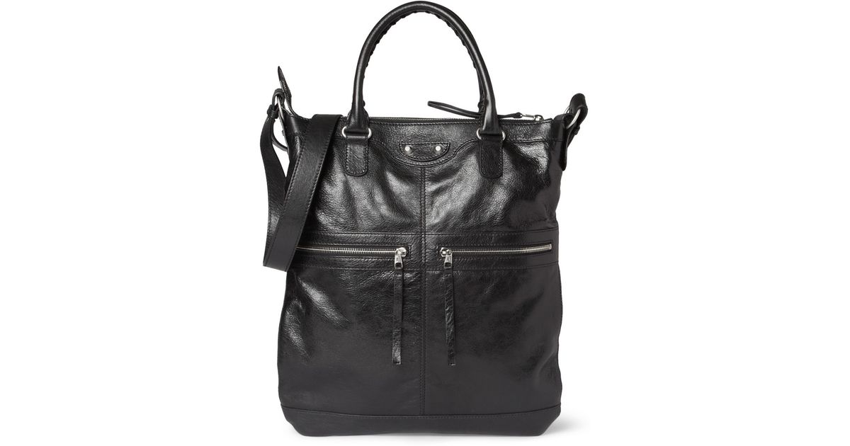 balenciaga black leather tote