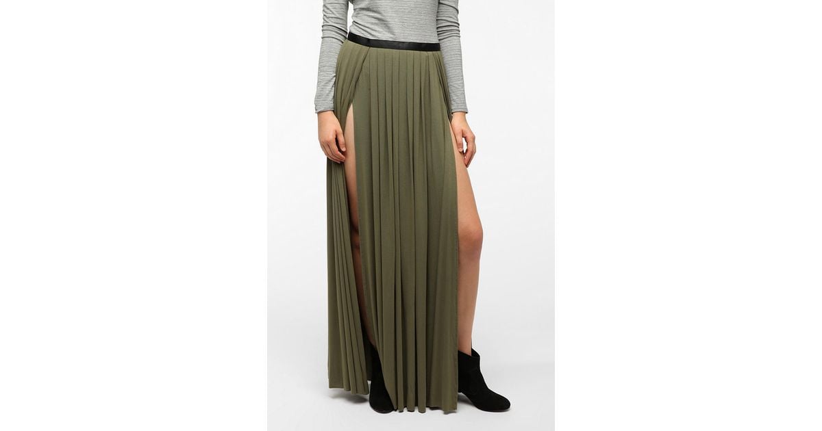 Urban Outfitters Ecote Double Slit Maxi Skirt in Green | Lyst