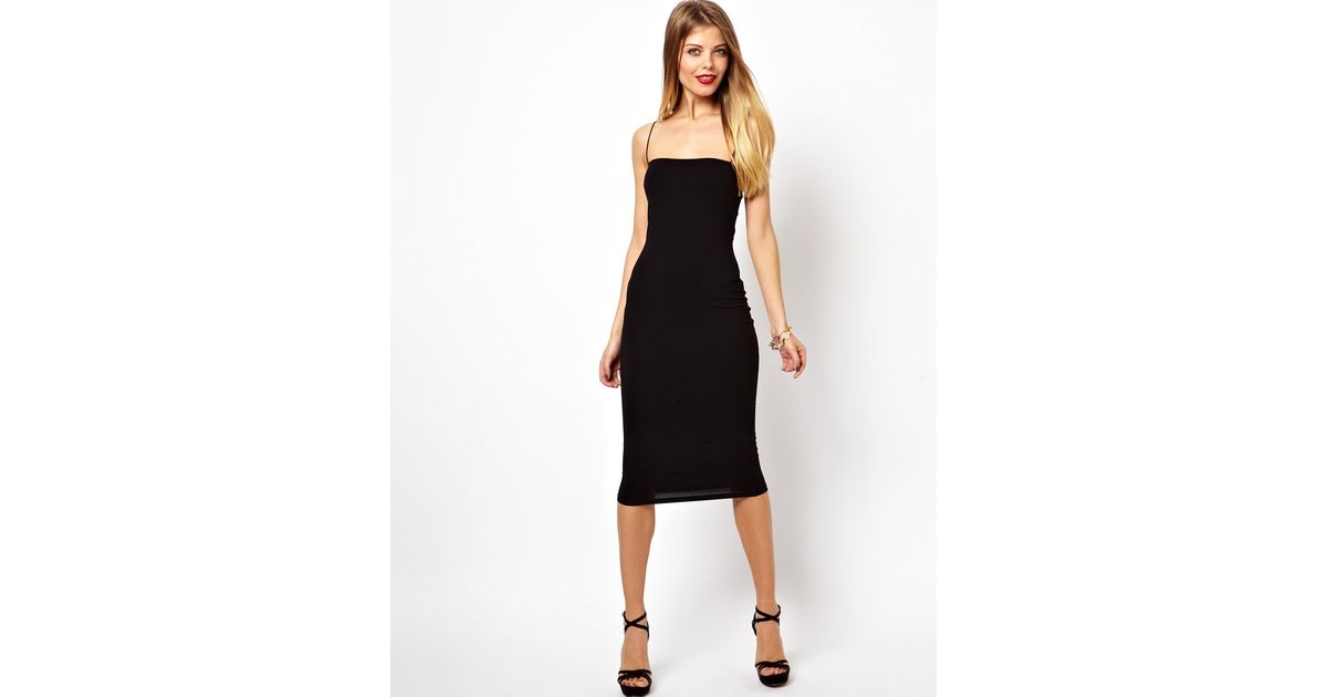 Asos Cami Strap Midi Dress Black Lyst