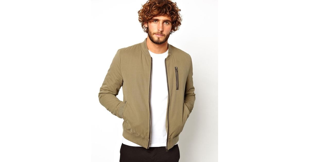 ASOS Bomber Jacket in Khaki (Natural) for Men Lyst
