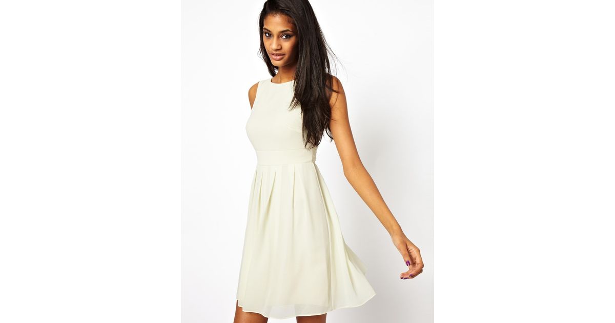 white chiffon skater dress
