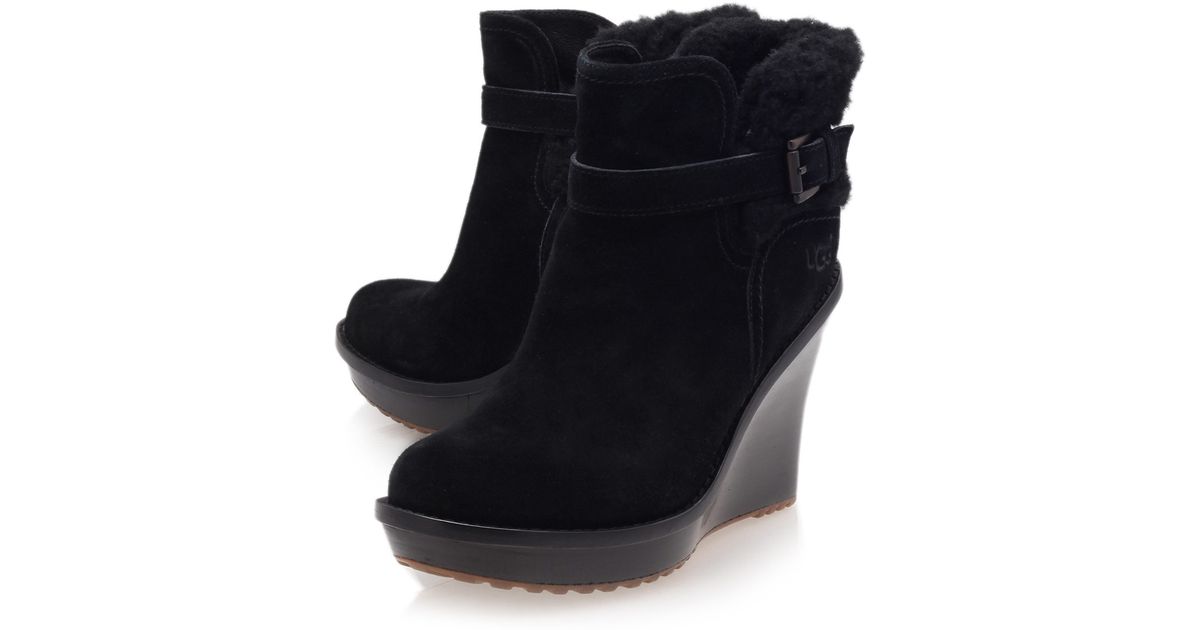 UGG Black Anais Wedge Boots | Lyst 