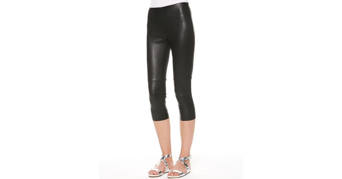 black leather capri pants