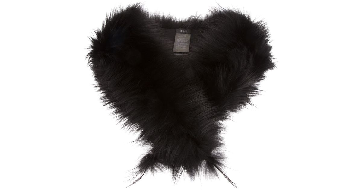 JOSEPH Fur Scarf in Black Lyst