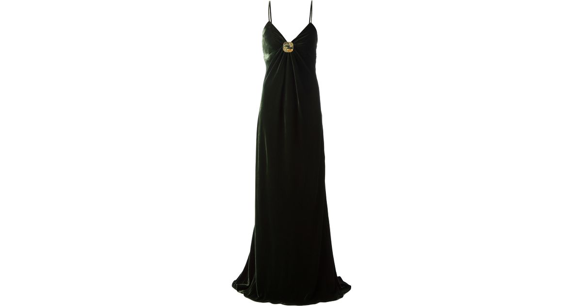 Ralph Lauren Black Label Velvet Evening Gown in Green - Lyst